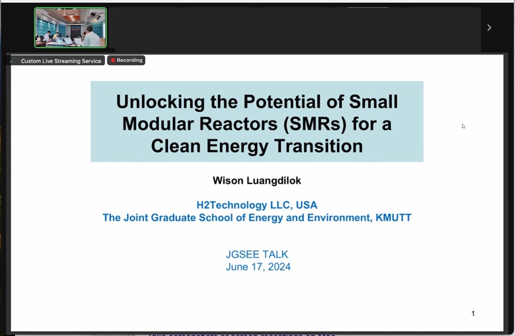 JGSEE Talk presents potential of small modular reactors (SMRs) for a clean energy transition